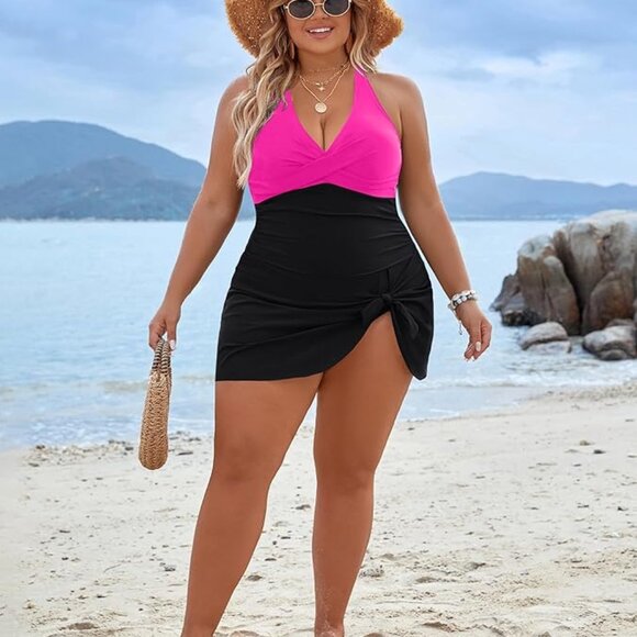 NWT 4XL Blooming Jelly Women Swim Dress Swimsuit One Piece Tummy Control - Picture 1 of 3